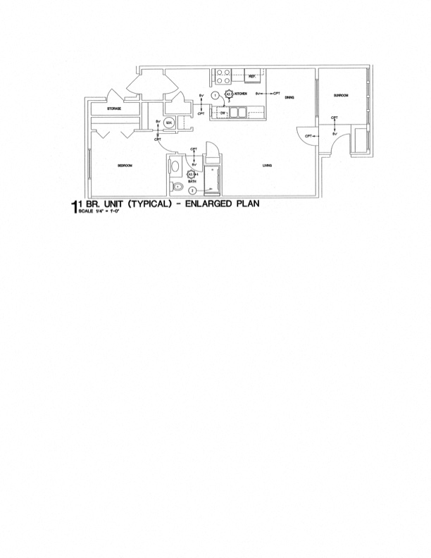 Floor plan for 1 bed, 1 bath, 756 sqft